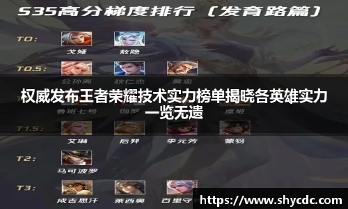 权威发布王者荣耀技术实力榜单揭晓各英雄实力一览无遗