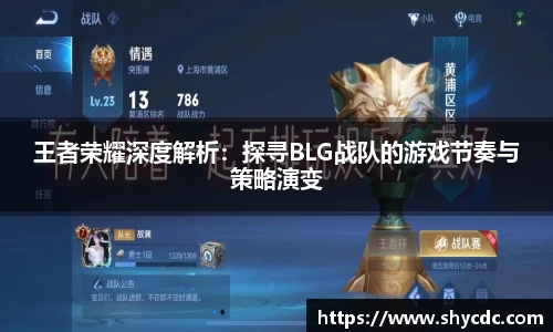 王者荣耀深度解析：探寻BLG战队的游戏节奏与策略演变